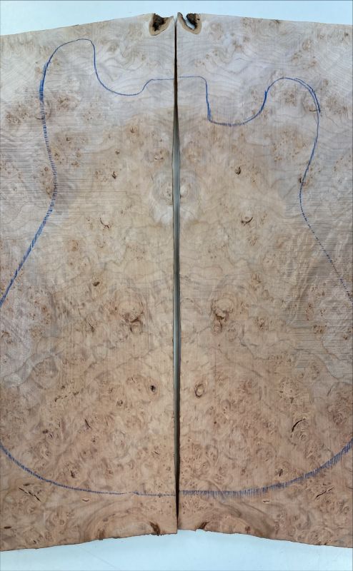 Top Maserahorn - Maple Burl Westcoast, 2-tlg. 7mm Einzelstück #009